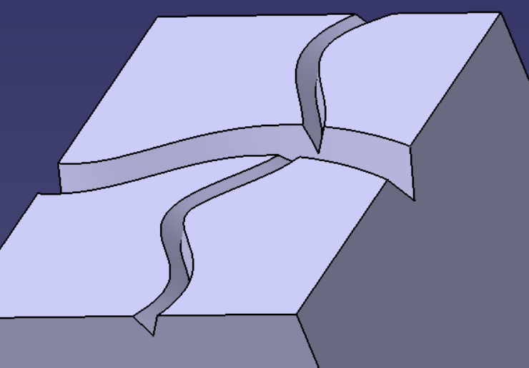 Example of Milled Surface with Intersected Standard Triangular Cutters